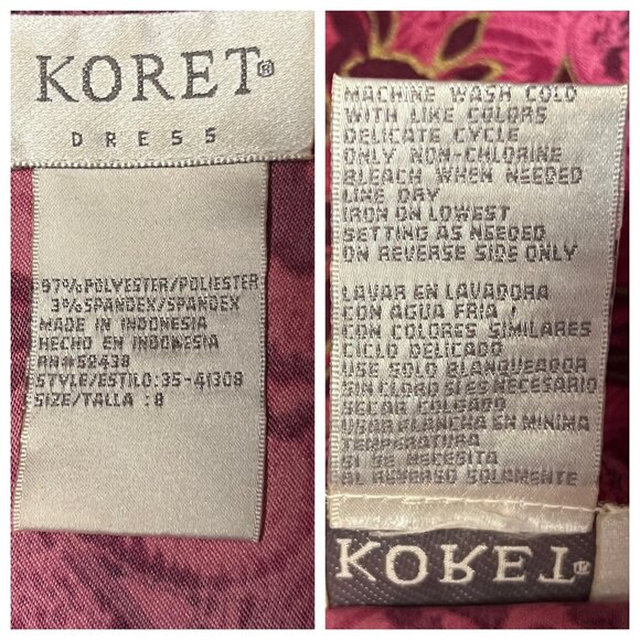 Koret Women 8 Pink Burgandy Floral Blazer Jacket Velour Burn out Career VTG - Picture 9 of 15